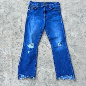 MOTHER Flare Jeans in Distressed Blue